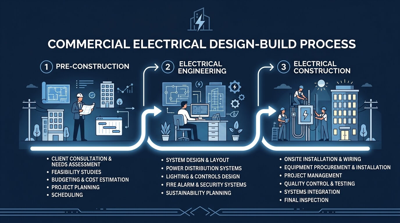 Project timeline graphic for electric design-build