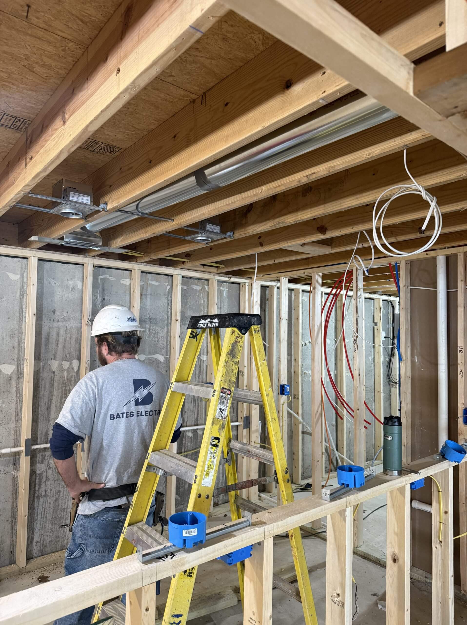 Residential electrical wiring work in a St. Louis home renovation