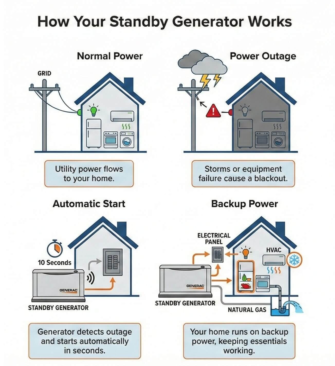 Whole home generator installation in O'Fallon