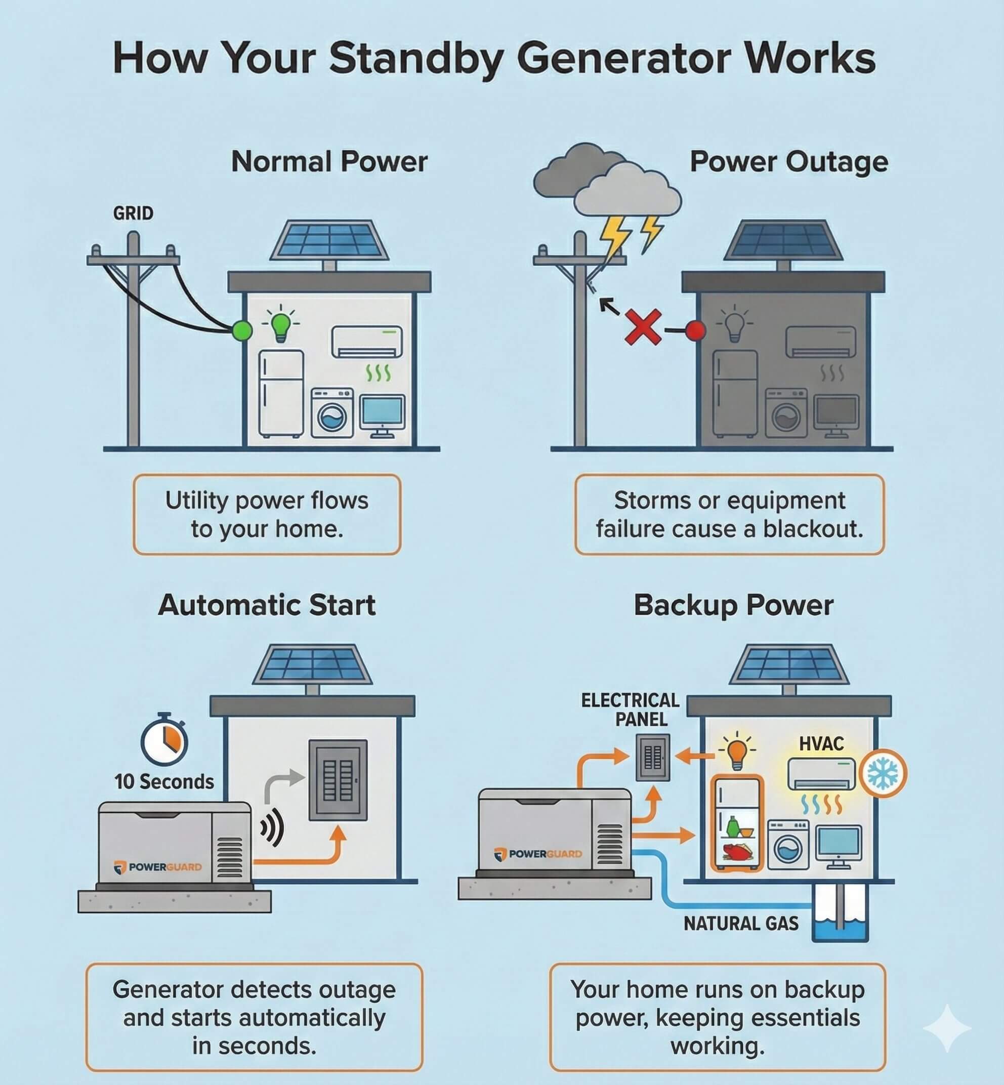 Whole home generator installation in Wildwood
