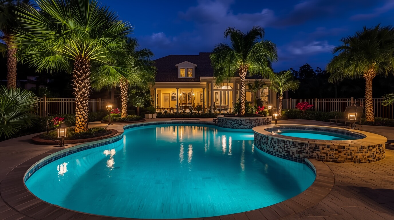 Outdoor lighting installation process in Naples